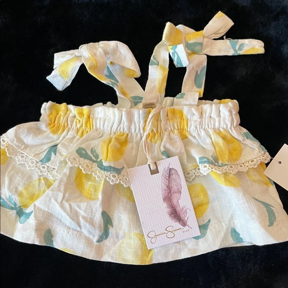 Jessica Simpson Baby Lemons Set Sz 3/6M Summer Outfit NEW